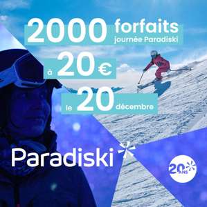 Forfait de ski à 20€ sur le domaine Paradiski, la journée du 20/12 (La Plagne - les Arcs)