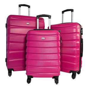 Lot de 3 valises rigides David Jones - ABS, rose