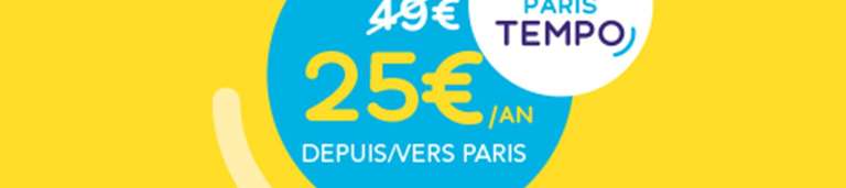 Cartes de Réduction TER - Tempo Paris pour les 26 ans et plus (trains et cars NOMAD)
