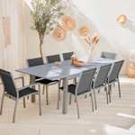 Table de jardin extensible en aluminium Chicago - 8 chaises incluses