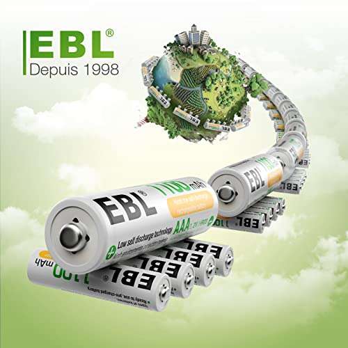 Piles rechargeables EBL Piles Rechargeables 9V en Ni-Mh à Longue