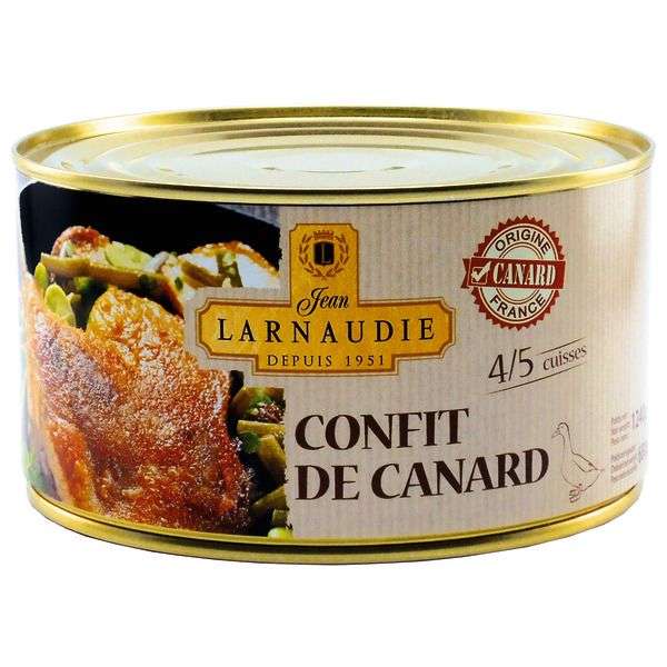 Confit de Canard Jean Larnaudie - 4/5 Cuisses, 1.24 Kg (Via 4.97€ sur la Carte de Fidélité)