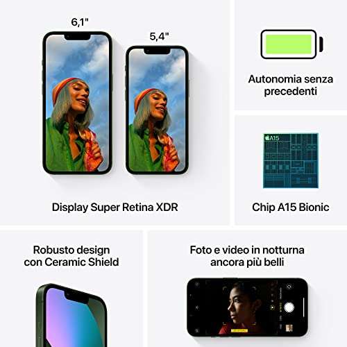 Smartphone 6.1" Apple iPhone 13 - 128 Go, vert