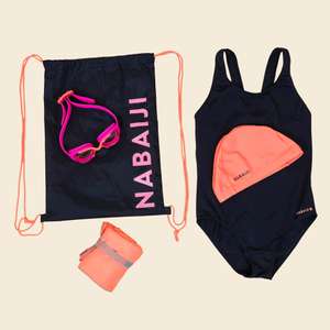 Kit natation fille Nabaji 100 Start : maillot de bain, lunettes, bonnet, serviette, sac (Du 5/6 ans au 14/15 ans)