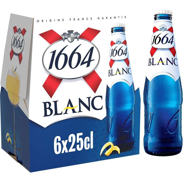 Pack de 6 bières blanche 1664 blanc - 6x25 xl (Via ODR de 1.03€ Shopmium + 1.30€ via Fidall)
