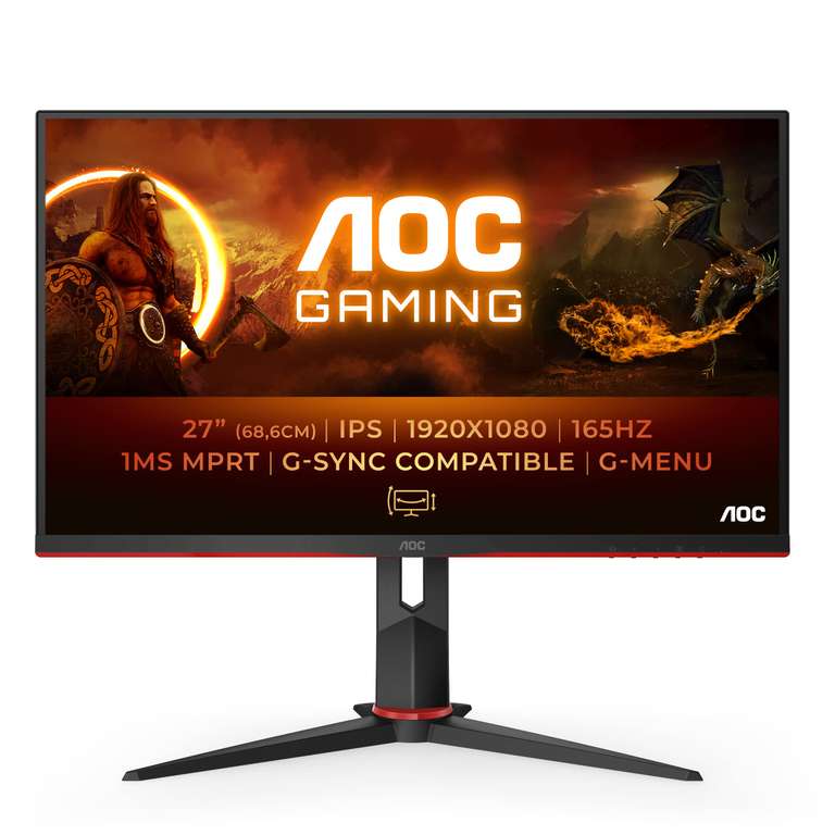 Écran gaming FHD 27" AOC Gaming 27G2SP - 165 Hz, 1 ms, FreeSync Premium (1920 x 1080, HDMI, DisplayPort) Noir/Rouge