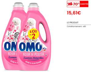 70% sur la carte sur une sélection de Lessives liquides Omo - Ex : 2x 1.8L - Divers parfums (via 10.93€ sur carte) - Sélection de magasins