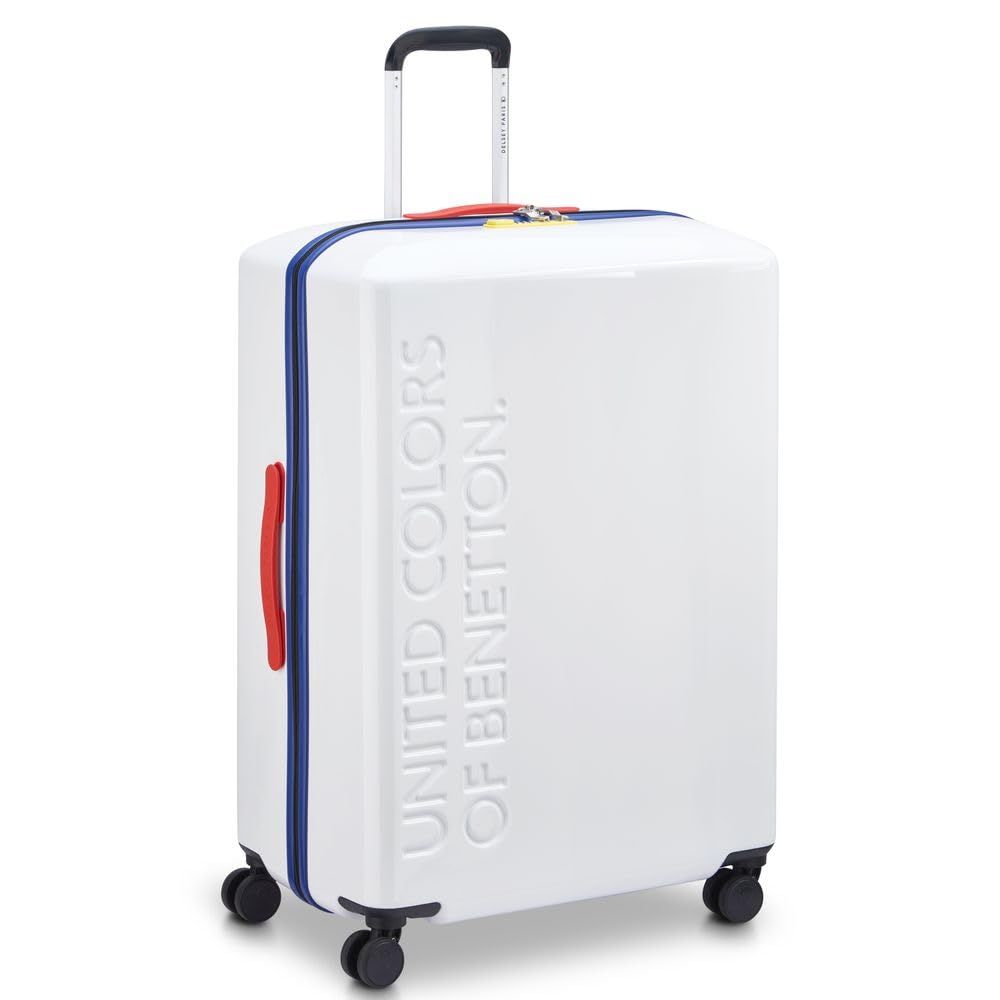 Valise Soute Delsey X United Colors of Benetton - 68L, 4 Roues, Serrure TSA, Coloris Blanc (Vendeur Tiers)