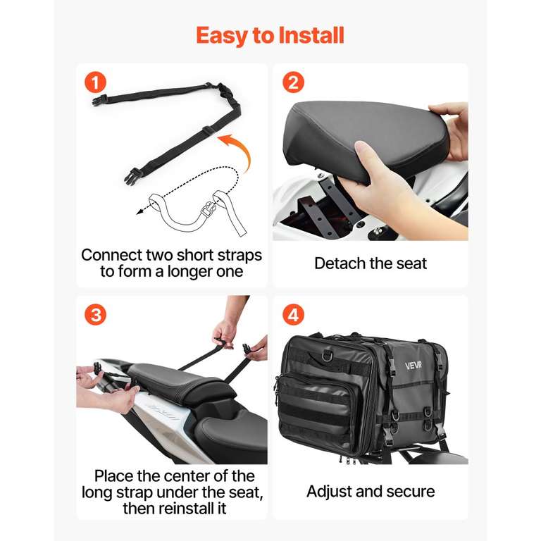 Sac Arrière Moto QBag ST07 Amovible 10-16 Litres - Noir Unisexe Multipurpose
