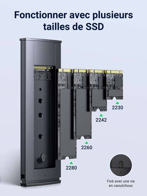 Boîtier M.2 SSD NVMe UGREEN - 10 Gbps USB 3.2 Gen 2 Adaptateur