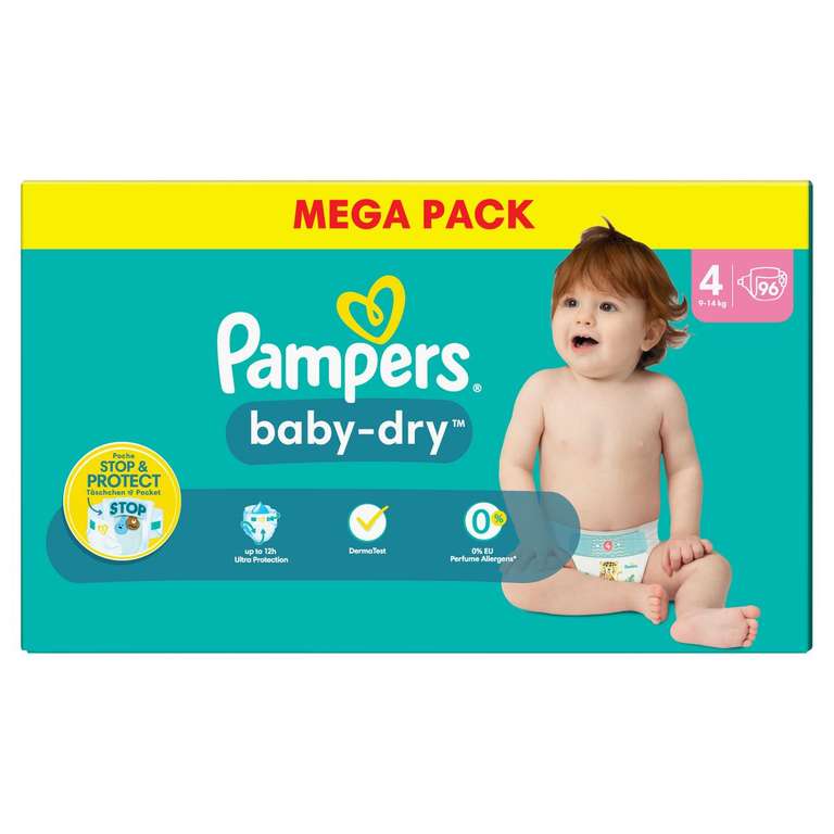 Mega pack de couches Pampers baby-dry - Différentes variétés (Via 26,25€ sur Carte Fidélité et ODR 15€) +10€ en Bon d'achat