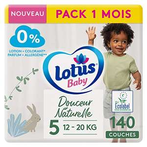 Paquet de 140 Couches Lotus Baby Douceur Naturelle - Taille 5 (12-20 kg)