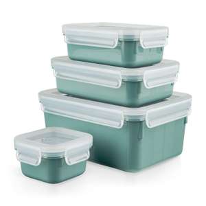 Lot de 4 boîtes Tefal Masterseal Colour Edition - Vert, Rectangulaire, Hermétique, Compatible lave vaisselle
