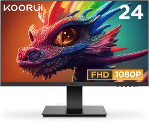 Écran PC 24" Koorui - Full HD (1920x1080), 75Hz, 5ms, Mode Faible lumière Bleue, 250 Nits, sRGB 99%, VGA et HDMI