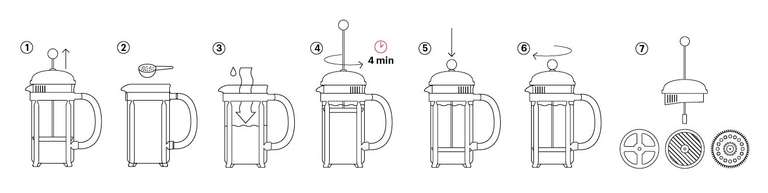 Cafetière à piston Bodum - 8 Tasses, 1.0L + Mug de voyage isotherme 0.35L
