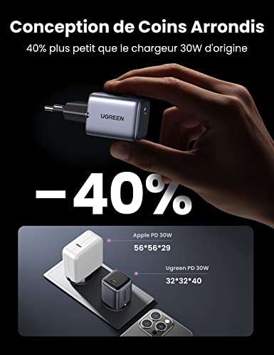 [Prime] Chargeur UGREEN Nexode (30W) - USB-C, GaN II (Vendeur tiers)