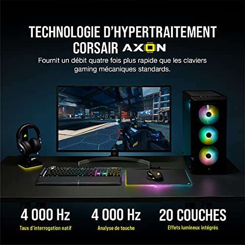 Clavier filaire gaming Gaming Corsair K100 RGB - Switchs OPX