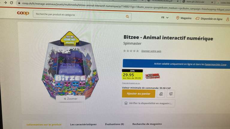 Animal interactif numérique Bitzee (Magasins Coop - Frontaliers Suisse) –