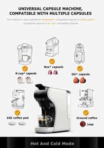 Machine à café expresso Hi Brew H1A 4 EN 1 19 bars compatible avec le café moulu Dolce Gusto' Nespresso et ese - Blanc (Stock Europe)