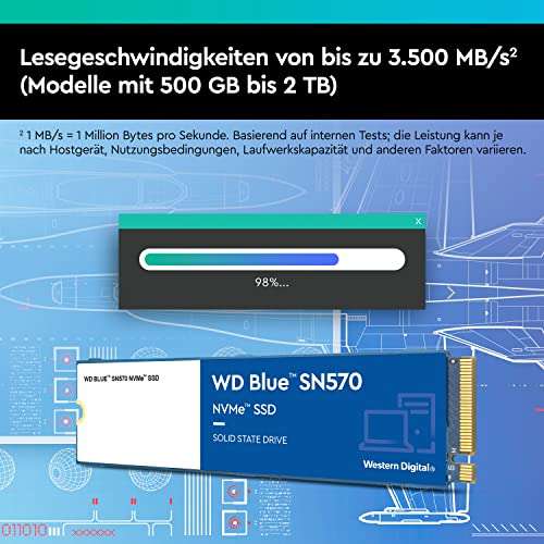 SSD interne M.2 NVMe Western Digital WD SN570 (WDS200T3B0C) - 2 To (Jusqu'à 3500-3500 Mo/s en Lecture-Ecriture)