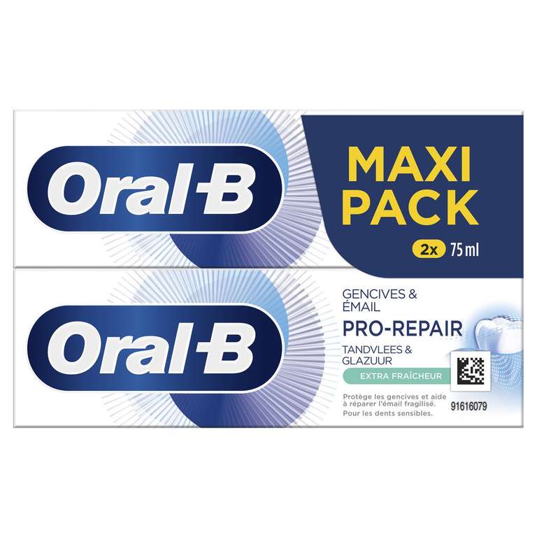 Lot de 2 dentifrices Oral-B Pro-Sensitive Repare 2 x 75ml - différentes variétés (via 3,99€ sur la carte fidélité et ODR 2,28€)