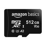 Carte mémoire microSDXC Amazon Basics - 512 Go - A2 U3 - avec adaptateur