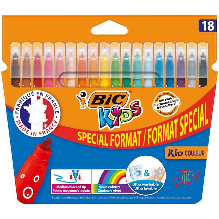 Lot de 18 feutres de couleur BIC Kids (via 1.37€ sur carte fidélité)
