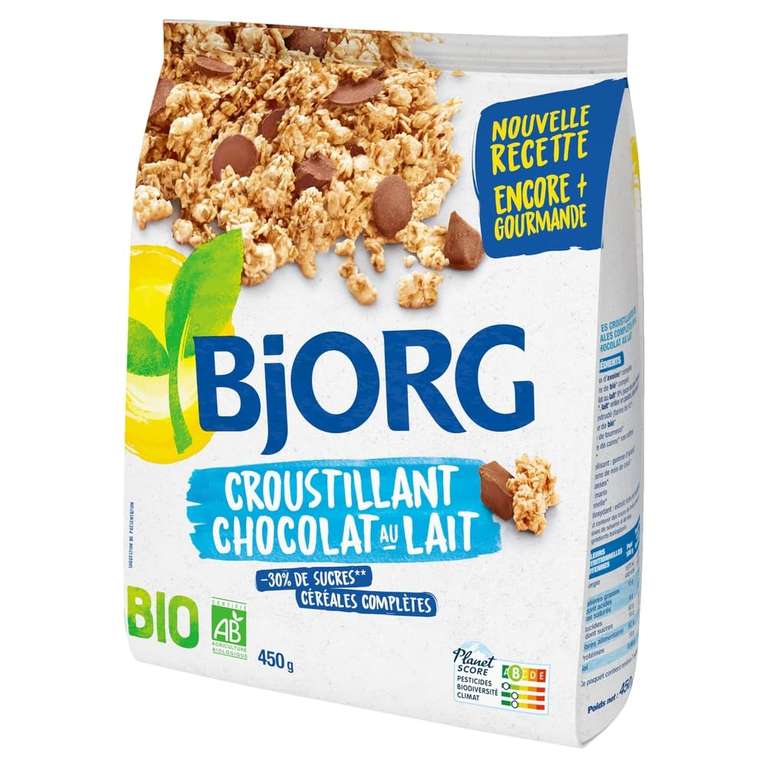 Céréales Bio Croustillant Bjorg - Chocolat au Lait Aux Céréales Complètes, 450G