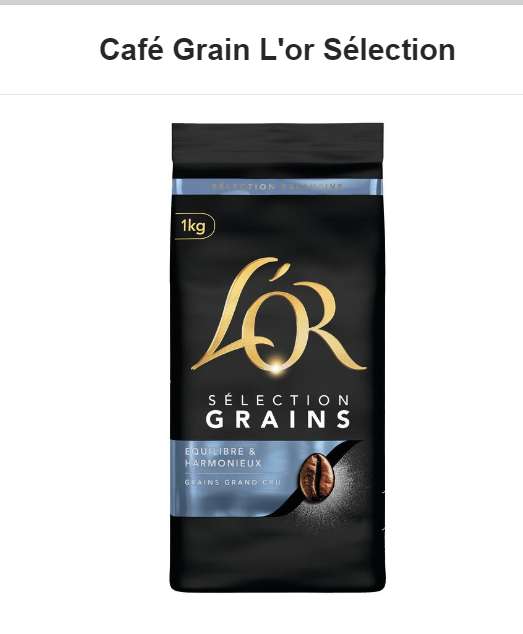 Paquet de café en grains l'Or Sélection - 1 kg