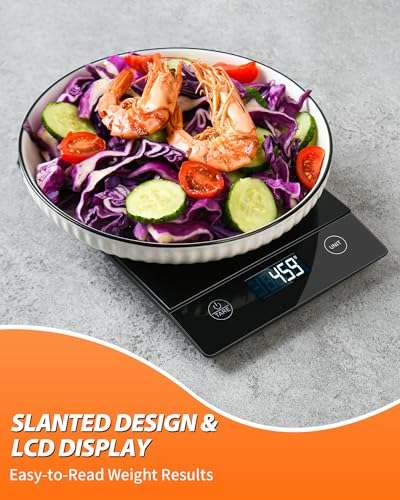 [Prime] Balance de Cuisine en Verre étanche - 10 Kg, Précision 1g, Ecran LCD, 6 Unités de fonction - Noir (Via Coupon - Vendeur Tiers)
