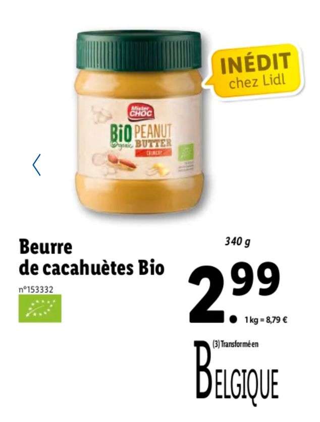 Beurre de Cacahuète Bio - 340g –