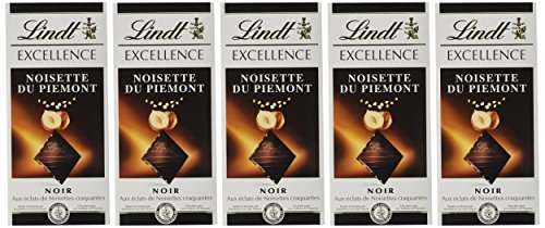 Lot de 5 Tablettes Chocolat Noir Noisette du Piemont Excellence Lindt - 100g -