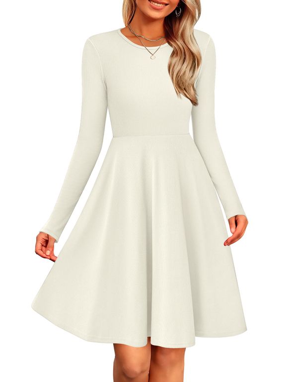Robe femme à manches et col rond Zeagoo - M, L et XL, Blanc ou Gris (Vendeur tiers) — Amazon
