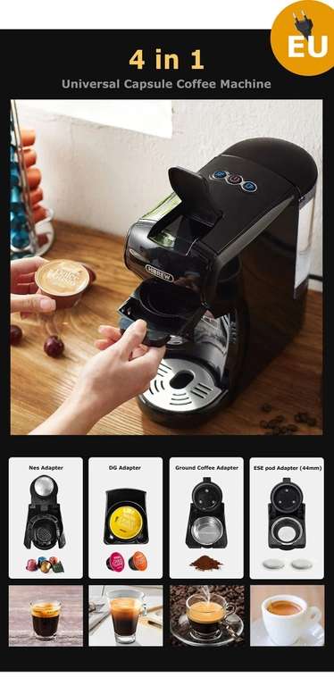 Machine à café HiBREW H1A 19 bars, multi-capsules (adaptateurs Dolce Gusto, Nescafé, ESE, café moulu)