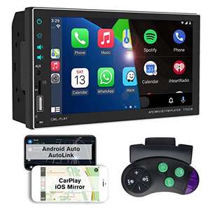 Autoradio 2 Din Carplay & Android Auto 7" - Écran Tactile Bluetooth 5.0 GPS FM AM RDS Siri/Commande au Volant (via coupon - vendeur tiers)