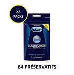 Lot de 8 boîtes de préservatifs Classic Jeans Durex - 64 Préservatifs (Via coupon première livraison)