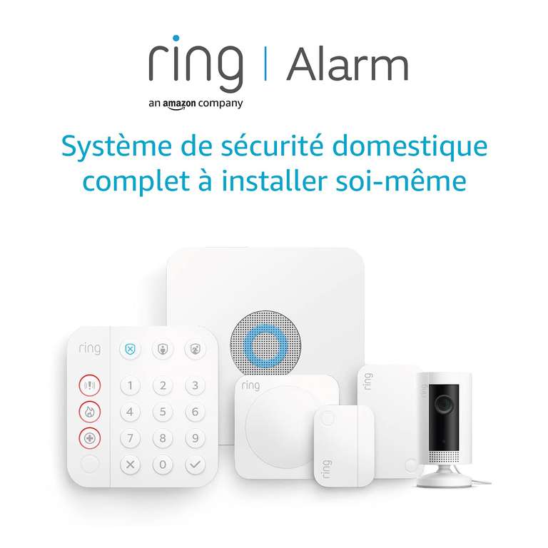 [Prime] Système de sécurité Amazon Ring Alarm Kit 2ème génération (5 pièces, compatible Alexa) + Caméra Ring Indoor