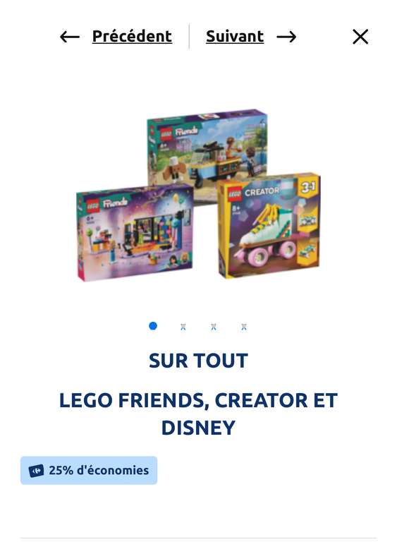 25% cagnottés sur Lego Friends, Creator et Disney chez Carrefour