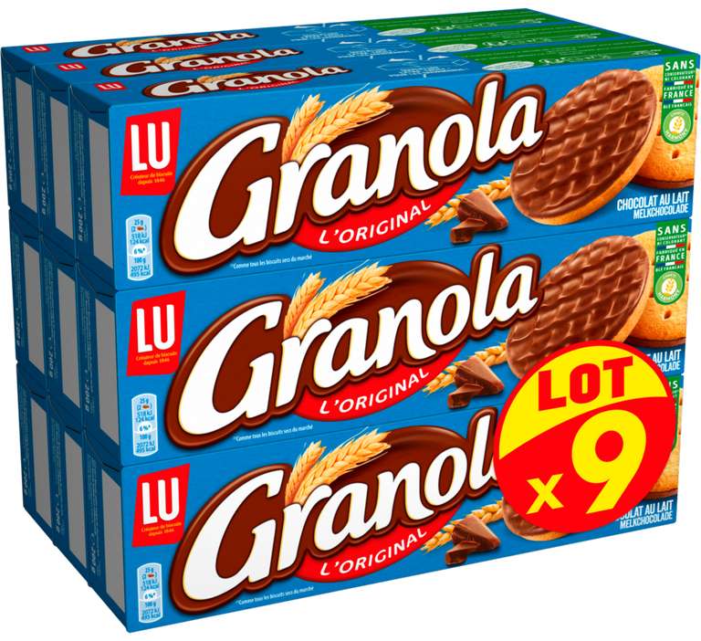 Lot de 9 paquets de 200gr de Granola chocolat au Lait