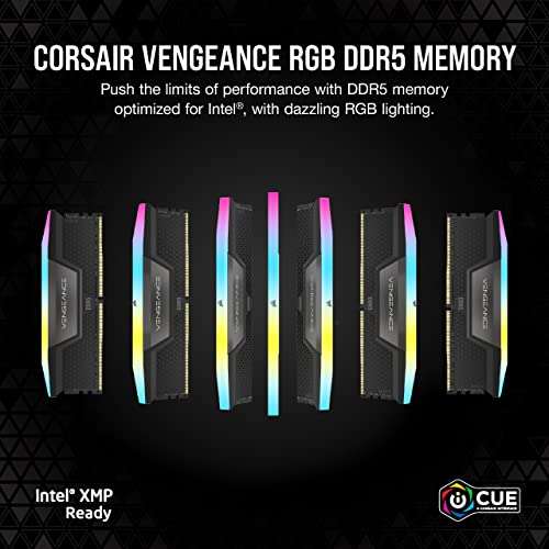 Kit mémoire RAM DDR5 Corsair Vengeance (CMH32GX5M2D6000C36) - 32 Go (2 x 16 Go), 6000 MHz, C36, RGB, Noir