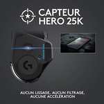 Souris gamer sans fil Logitech G502 Lightspeed - capteur HERO 25K, 25 600 PPP, RGB, noir