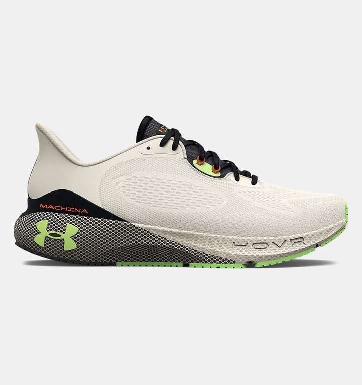 Chaussures running Under Armour Hovr Machina 3 pour Homme - Couleur blanche / verte, Tailles 40 à 47.5