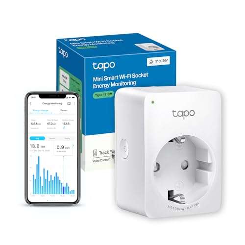 Prise connectée WiFi Tapo 110M - compatible Matter, suivi de consommation,  16A Type F –