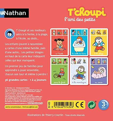 Jeu de Cartes Mon 1er Jeu de Familles T'choupi de Nathan - Dès 3 ans (via coupon)