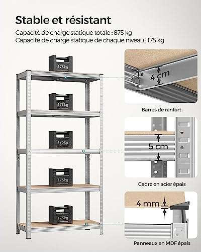 SONGMICS Étagère de rangement à 5 niveaux