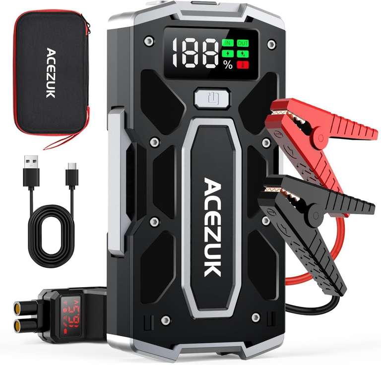Booster Batterie Voiture 7000A + Compresseur Air 160 PSI - 27000mAh Multifonction - 10