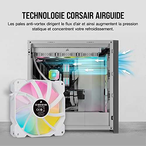 Kit de 3 ventilateurs Corsair iCUE SP120 RGB ELITE Performance - 120 mm + Lighting Node CORE