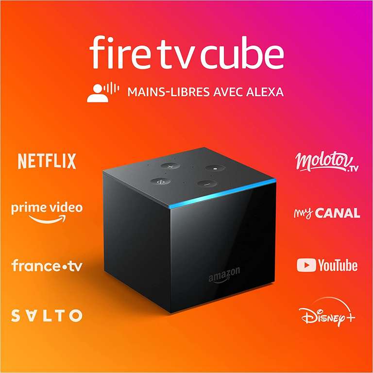 Lecteur multimédia Amazon Fire TV Cube - Assistant Alexa, Processeur Hexacœur, 2 Go RAM, Streaming 4K Ultra HD
