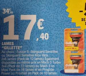 Paquet de 12 ou 10 Lames de rasoir Gillette Proglide Power ou Proshiel - Divers modèles