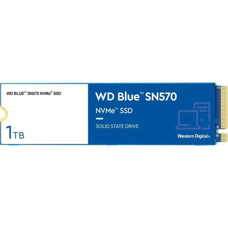 Disque SSD M.2 NVME Western Digital SN570 (WDS100T3B0C) - 1 To, 3500 Mo/s (lecture), / 3000 Mo/s (écriture)